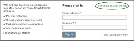 Sign In Screen Detail for Create Account